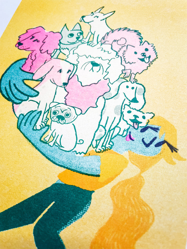 Dog Pile - 8"x10" Risograph Print
