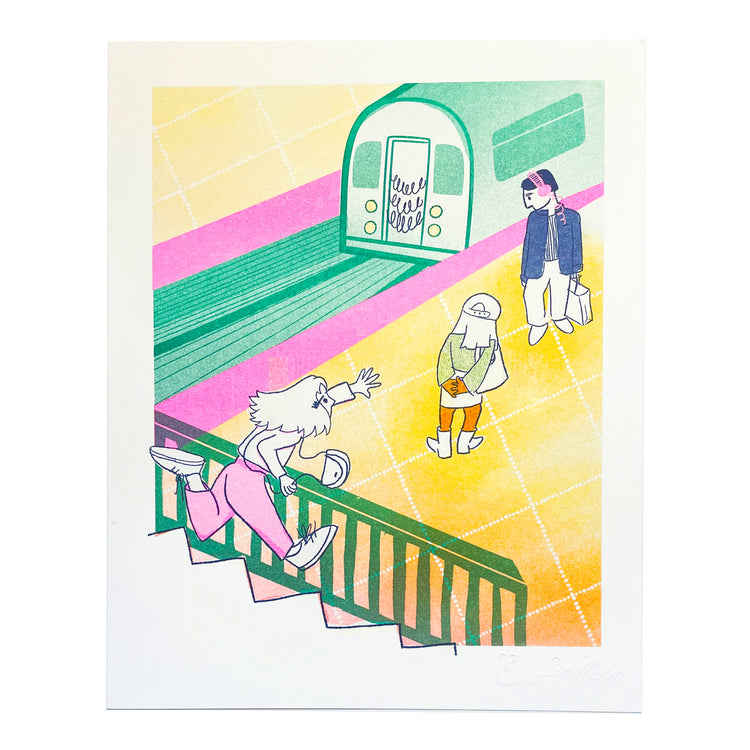 Late Train - 8"x10" Risograph Print