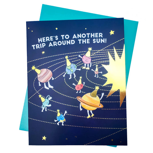 Around the Sun Birthday Card (Gold Foil)