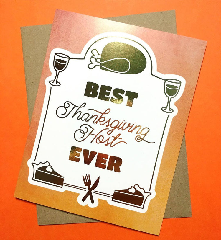 Best Host Ever Foil Thanksgiving Card