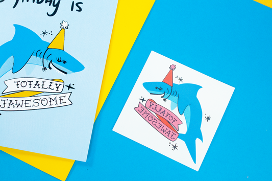 Jawesome Birthday Greeting Card + Temporary Tattoo
