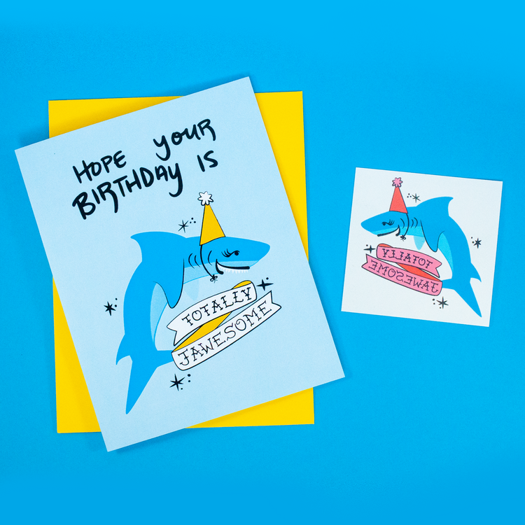 Jawesome Birthday Greeting Card + Temporary Tattoo