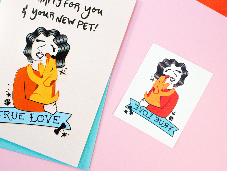 New Pet (Dog) Greeting Card + Temporary Tattoo