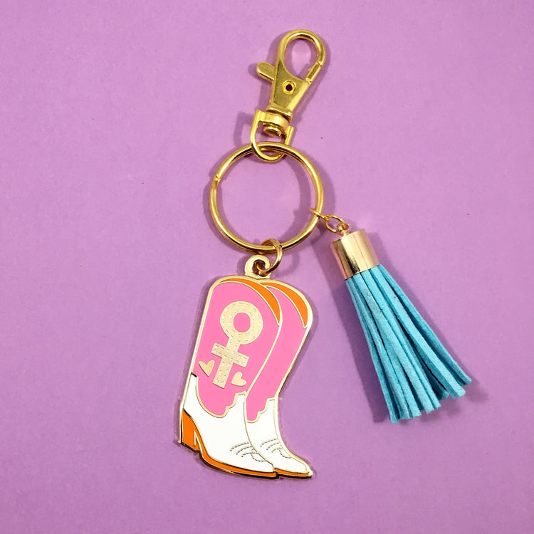 Stomp the Patriarchy Keychain in Pink/Orange
