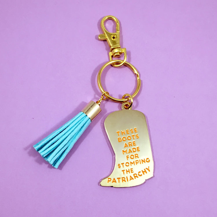 Stomp the Patriarchy Keychain in Pink/Orange