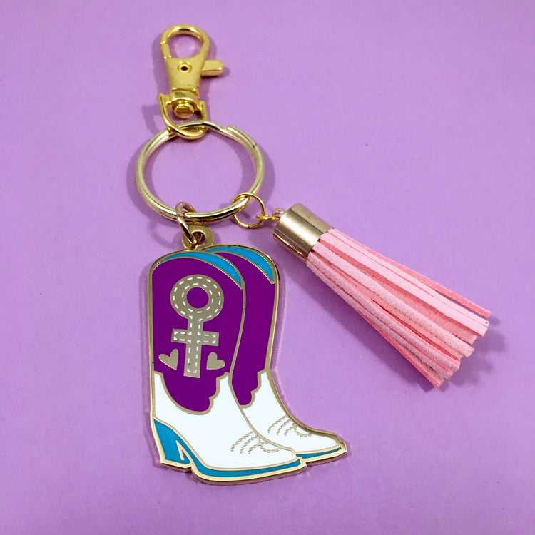 Stomp the Patriarchy Keychain in Blue/Purple