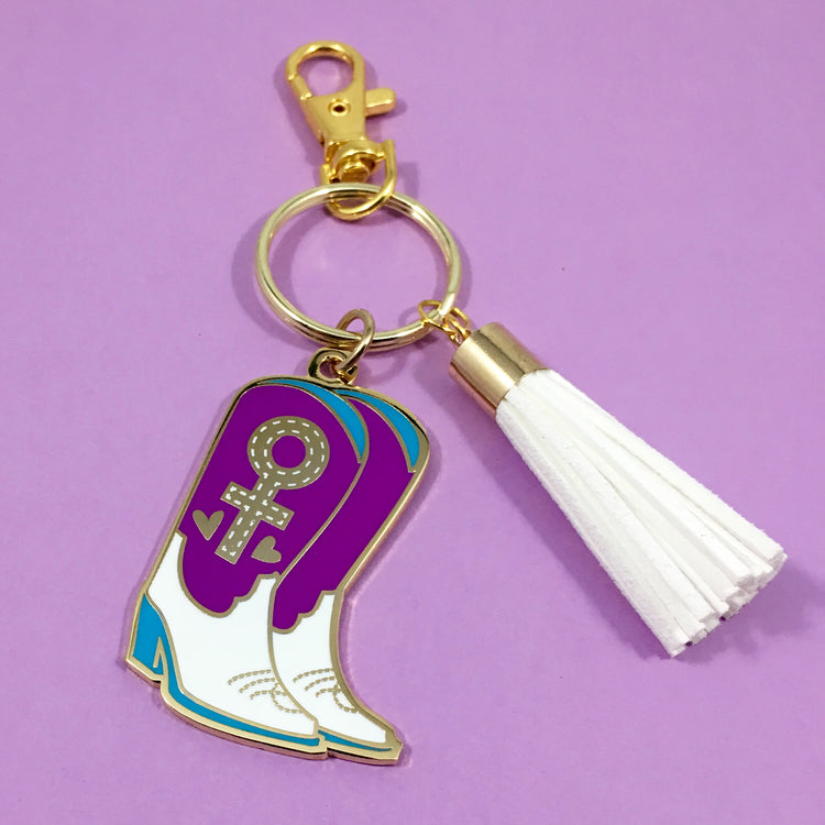 Stomp the Patriarchy Keychain in Blue/Purple