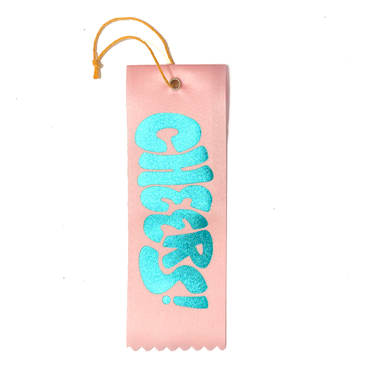 Cheers! Bottle Ribbon Gift Tag - Pink