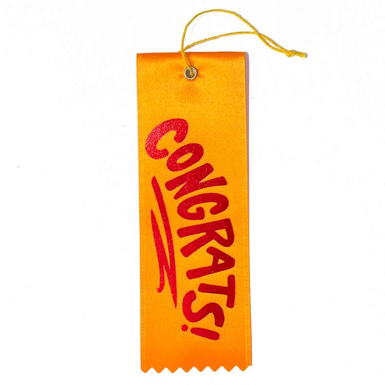 Congrats! Bottle Ribbon Gift Tag - Burnt Gold