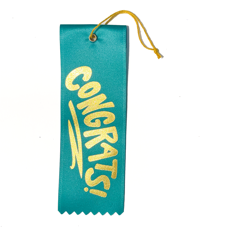 Congrats! Bottle Ribbon Gift Tag - Teal