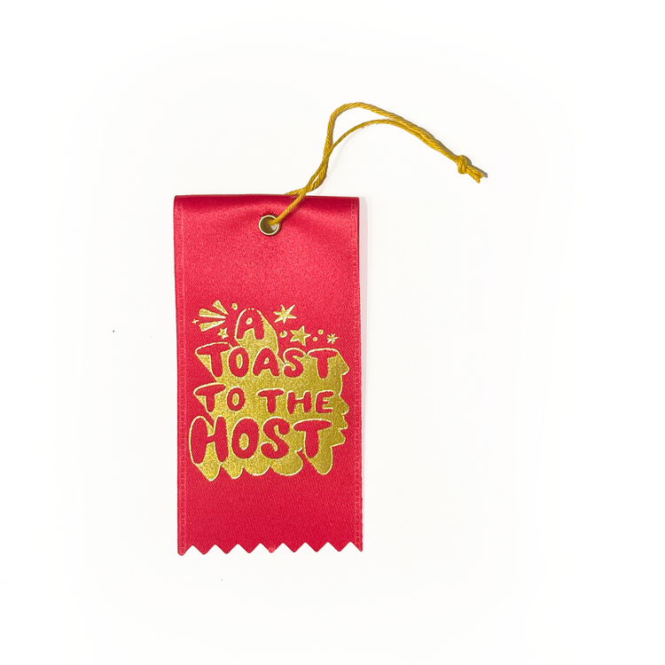 Host Toast Bottle Ribbon Gift Tag - Raspberry