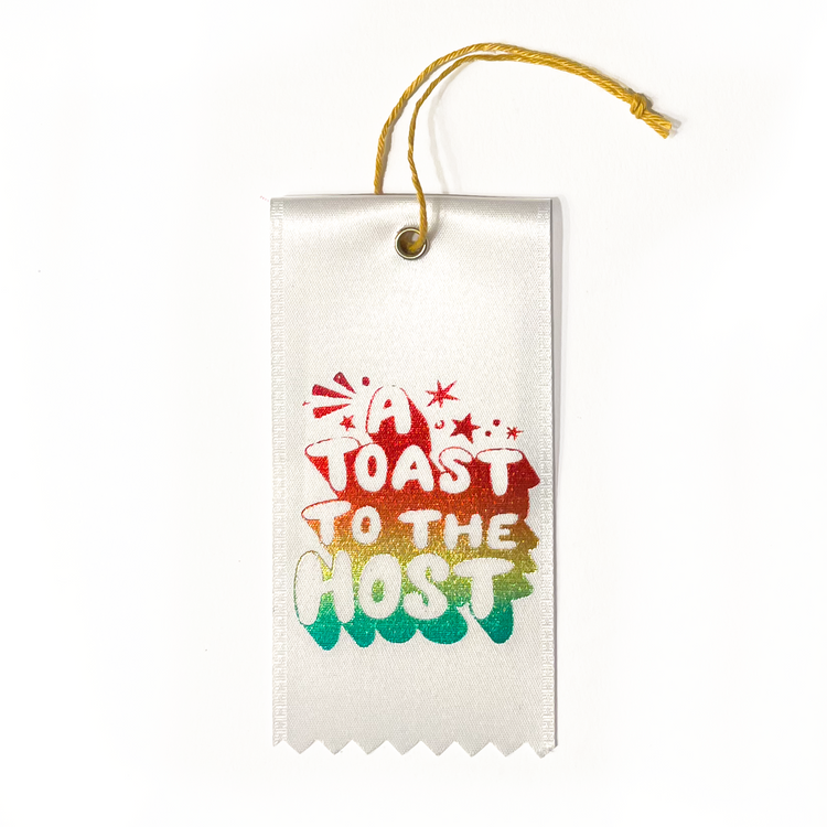Host Toast Bottle Ribbon Gift Tag - White