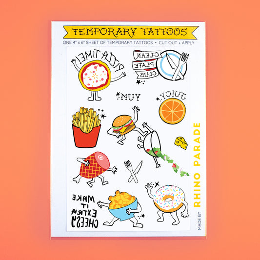 Foodie Temporary Tattoo Sheet