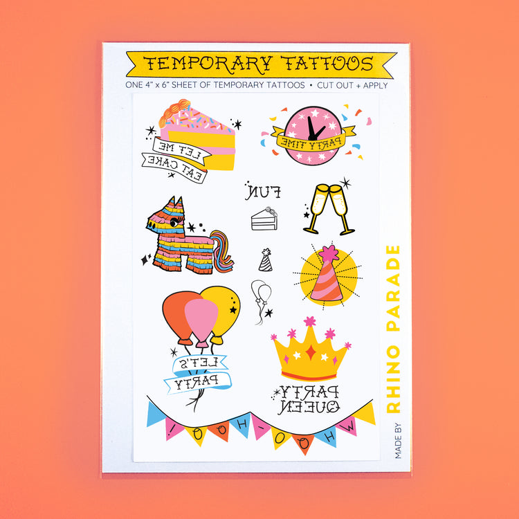 Party Temporary Tattoo Sheet