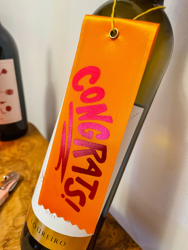 Congrats! Bottle Ribbon Gift Tag - Burnt Gold