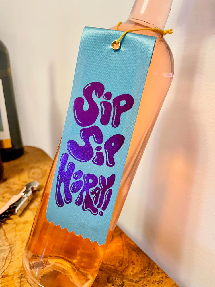 Sip Sip Hooray Bottle Ribbon Gift Tag