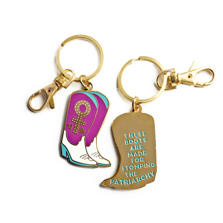 Stomp the Patriarchy Keychain in Blue/Purple