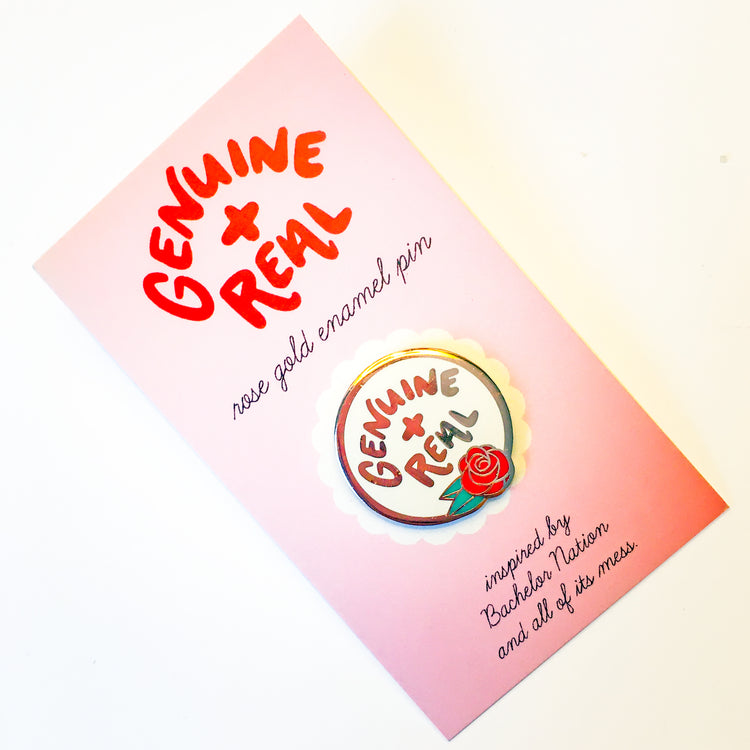 SO GENUINE AND REAL The Bachelor Enamel Rose Gold Pin