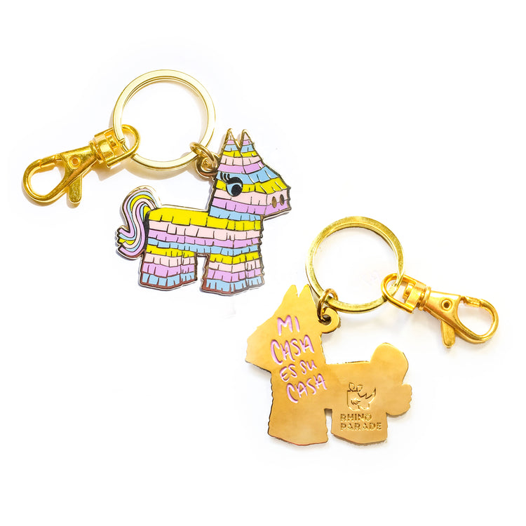 Piñata "Mi Casa Es Su Casa" Keychain in Pastel Colors