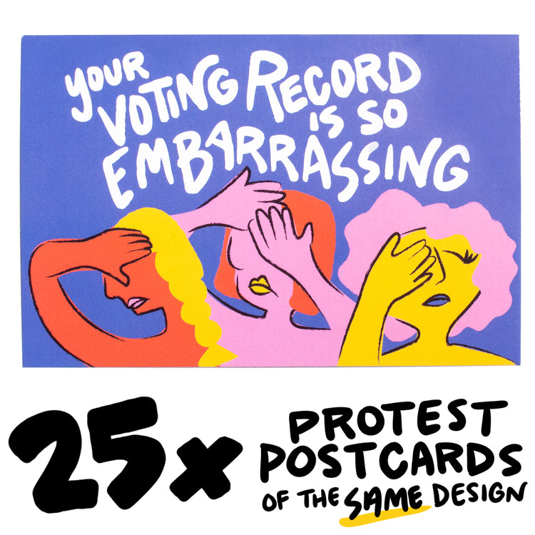 25x "Embarrassing Record" Protest Postcard