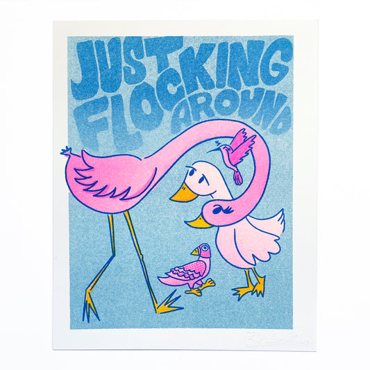 Flocking Around - 8"x10" Risograph Print