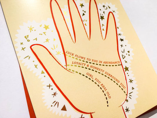 Palm Reading Birthday Card (Gold Foil)