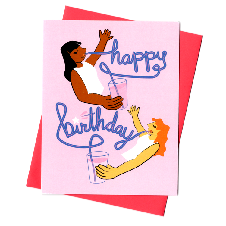 Swirly Straws Birthday Card