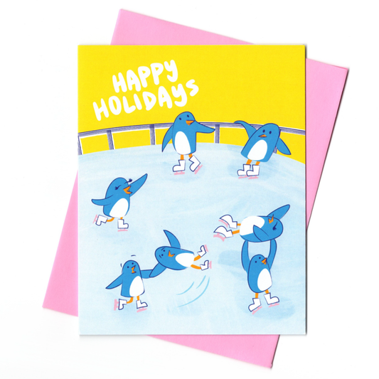 Penguin Skaters Holiday Card