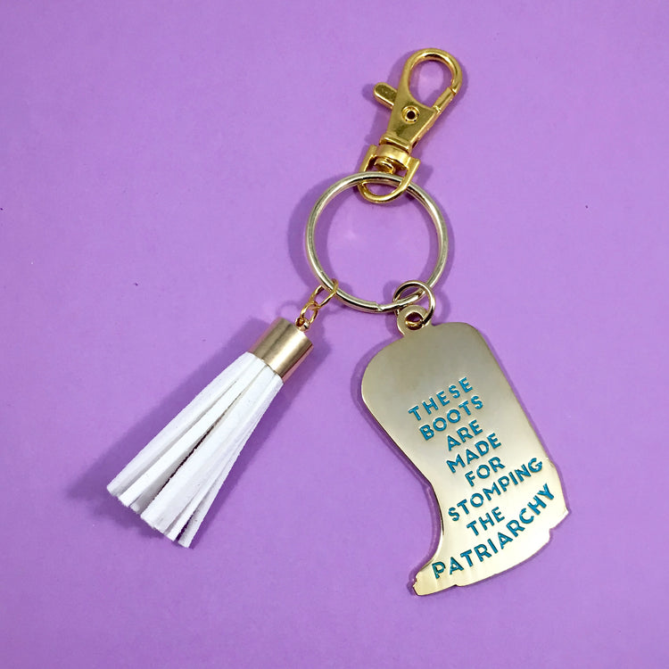 Stomp the Patriarchy Keychain in Blue/Purple