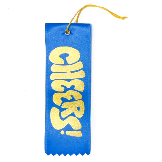 Cheers! Bottle Ribbon Gift Tag - Blue