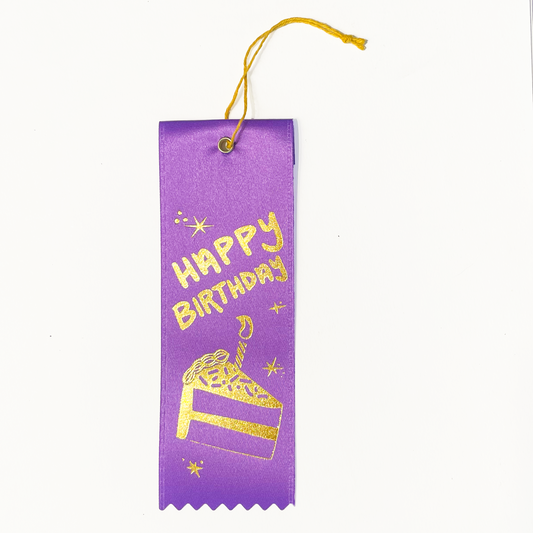 Happy Birthday Bottle Ribbon Gift Tag - Purple