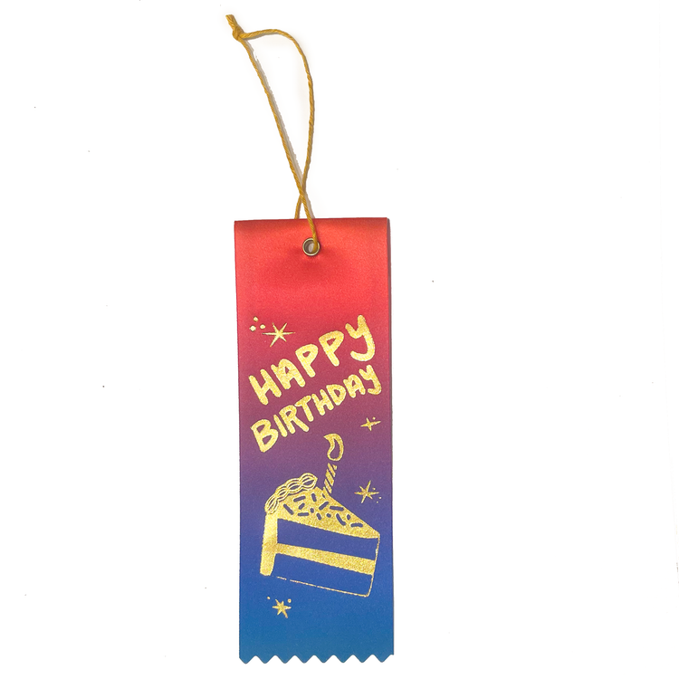 Happy Birthday Bottle Ribbon Gift Tag - Rainbow