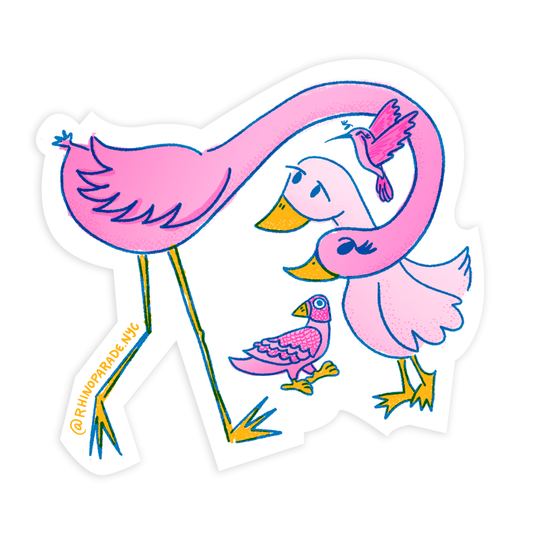 Pink Birds Vinyl Sticker