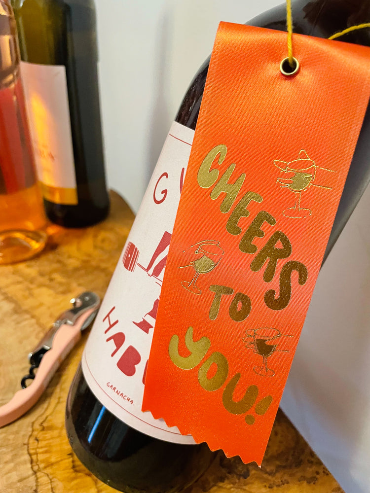 Cheers to You! Bottle Ribbon Gift Tag - Orange