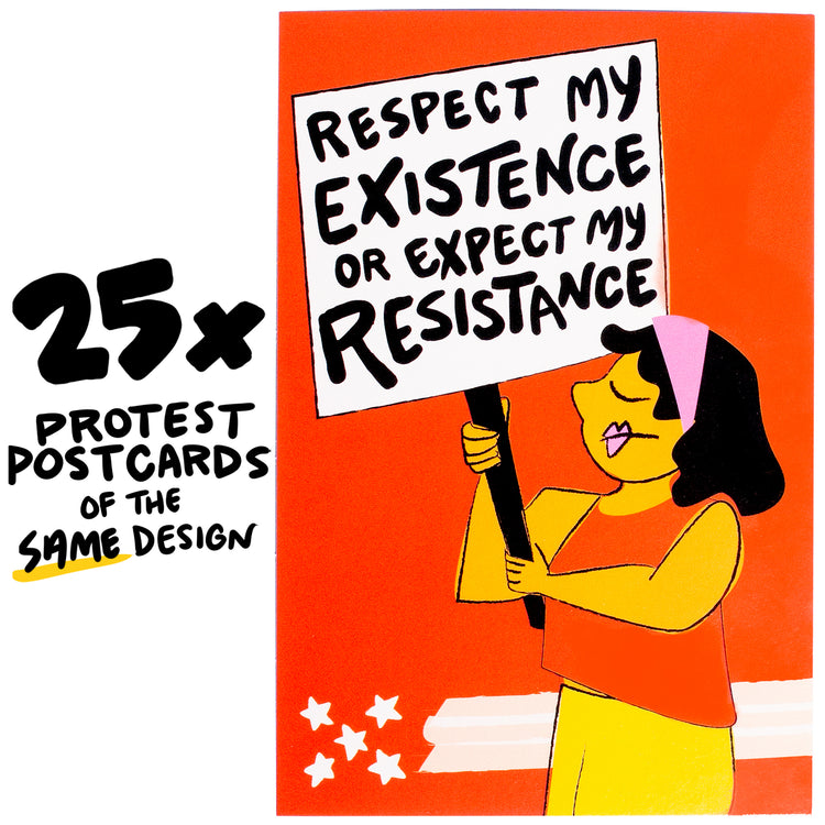 25x "Expect My Resistance" Protest Postcard