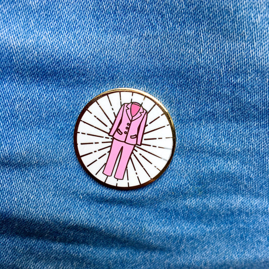 Pantsuit Hard Enamel Pin in Pink