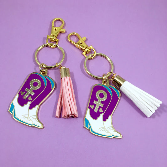 Stomp the Patriarchy Keychain in Blue/Purple
