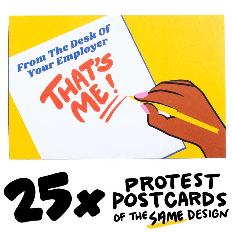 25x "Desk of Employer" Protest Postcard